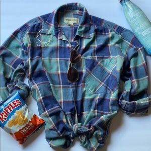 Home Depot time plaid button down